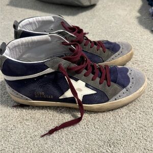 Golden Goose mid star navy suede and white. Excellent condition!